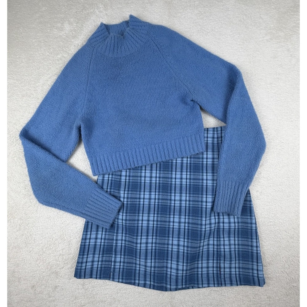Urban Outfitters Fuzzy Cropped Mock Neck Sweater Blue Size XS
